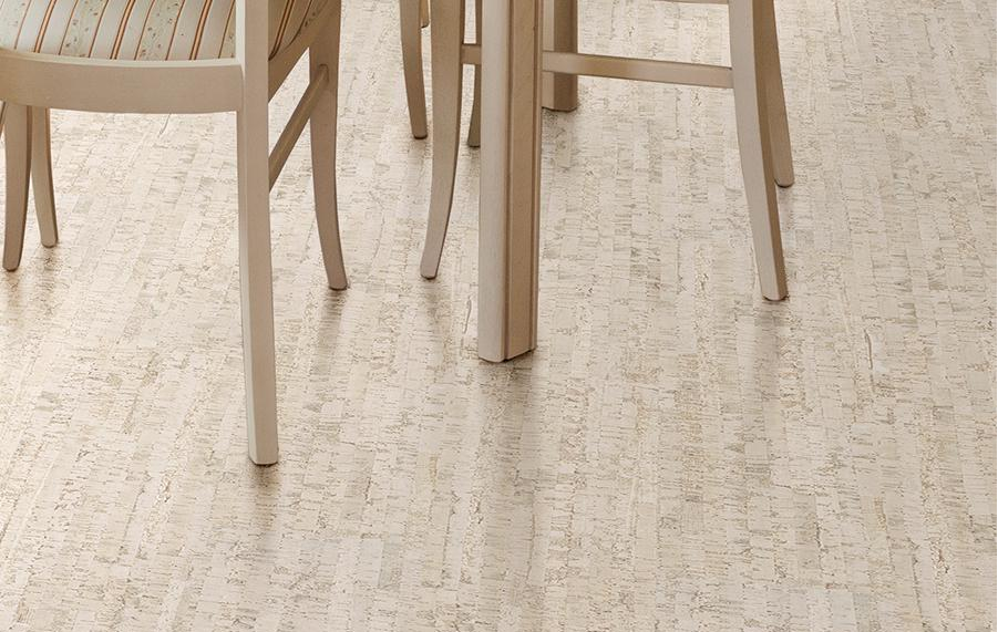 Пробковый пол клеевой Corkstyle Eco Cork Linea White 915×305×6 фото в интерьере